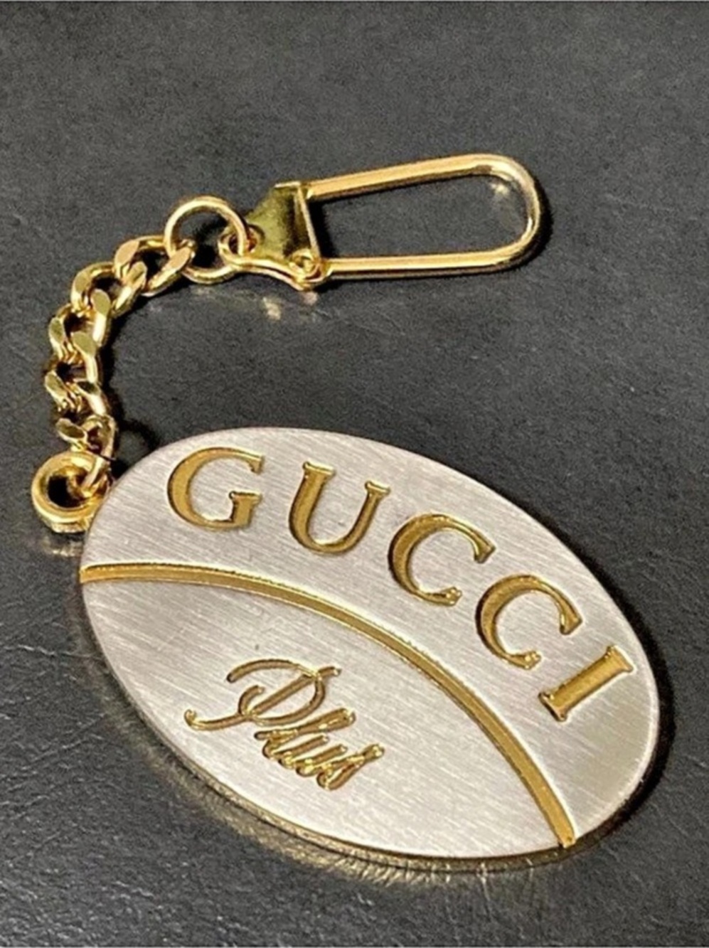 Gucci Plus Oval Keychain Charm Gold & Silver authentic GUC
